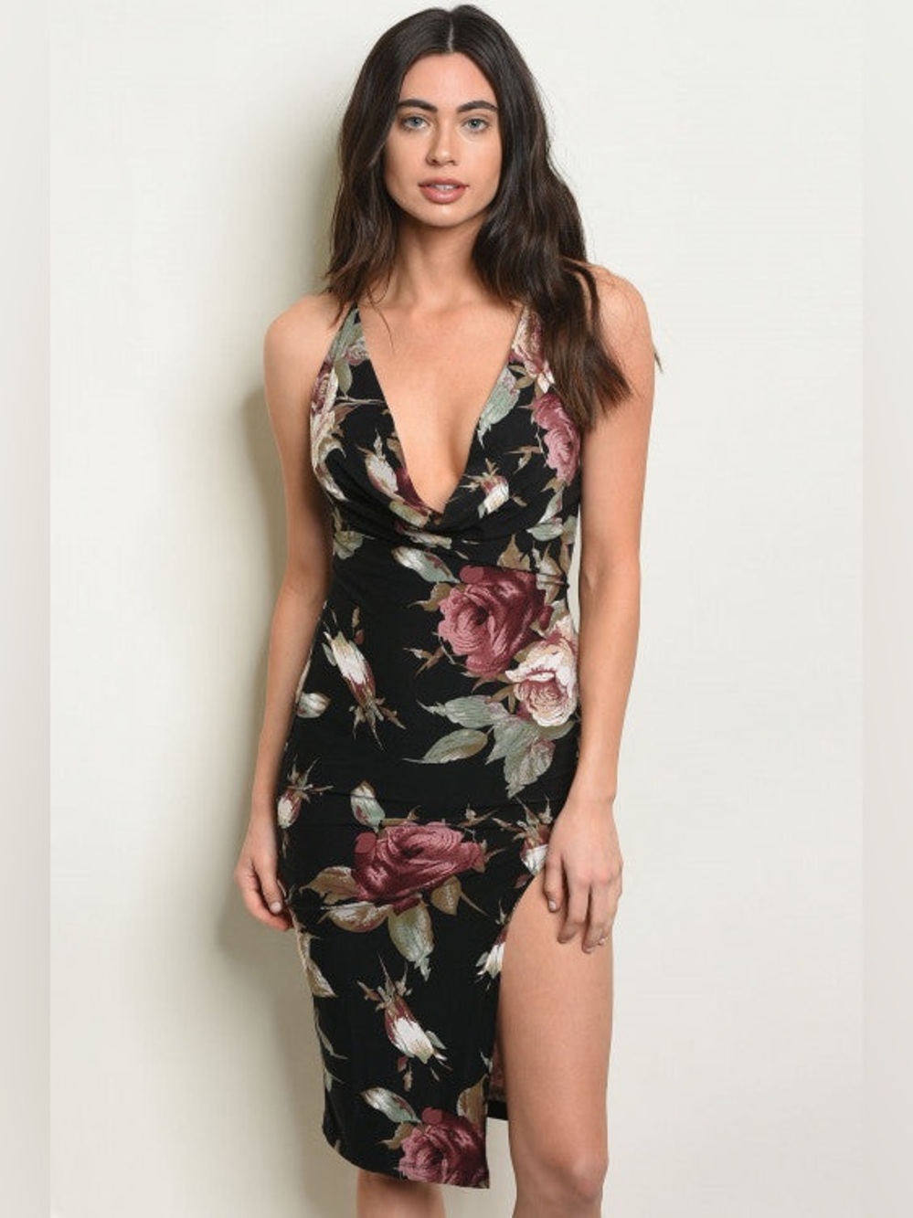 NWT! Audrey Floral Side Slit Dress
